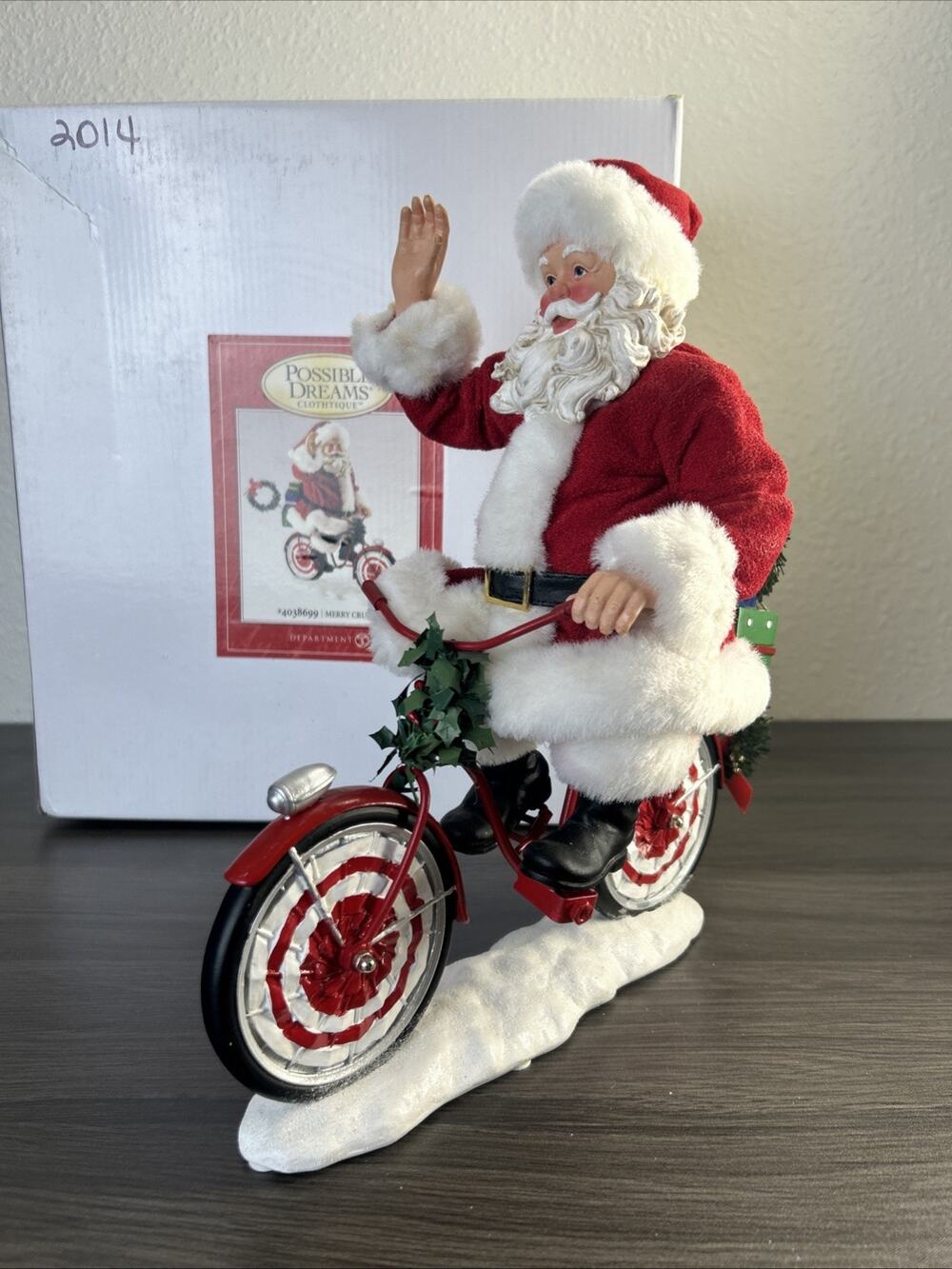 Department 56 Possible Dreams Clothtique Santa w/ Bicycle Merry Cruiser As-Is